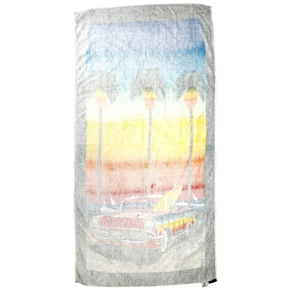 Vintage Beach Towel Surf Palm Trees Ocean Classic Car Chevy Bel Air Seven Seas - Picture 7 of 10